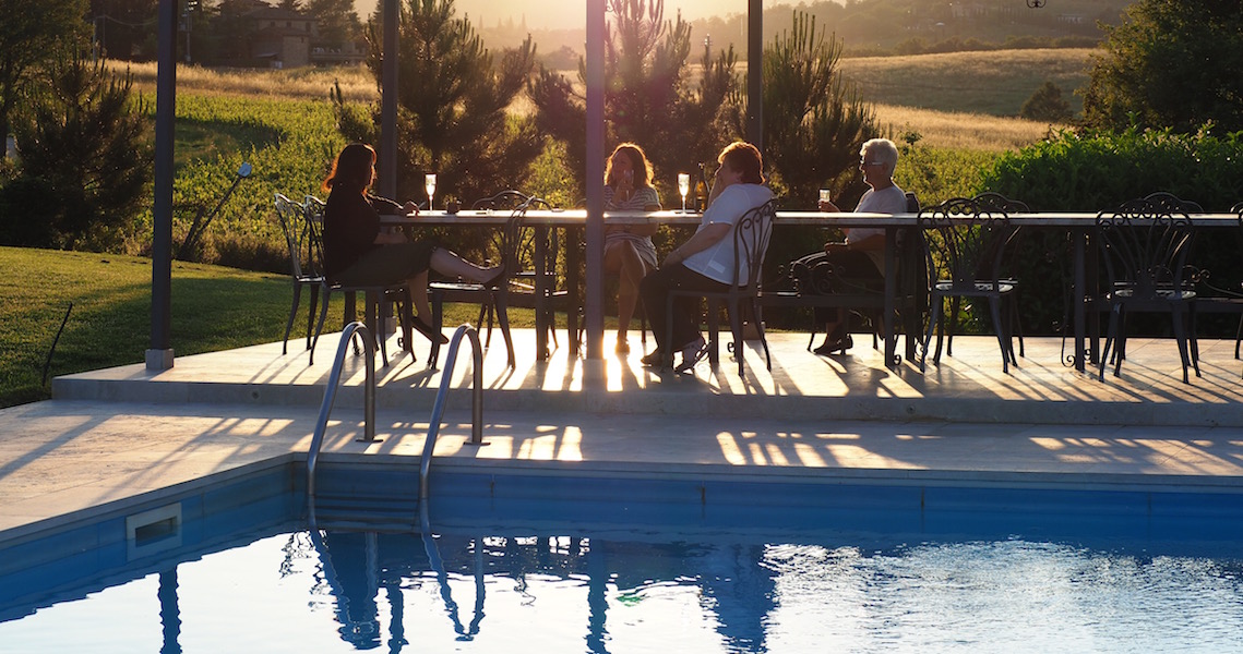 Relaxing al fresco on our cooking holiday in Italy