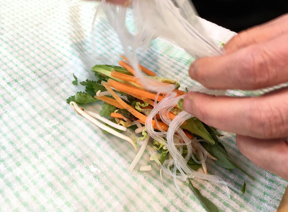 Making the spring rolls