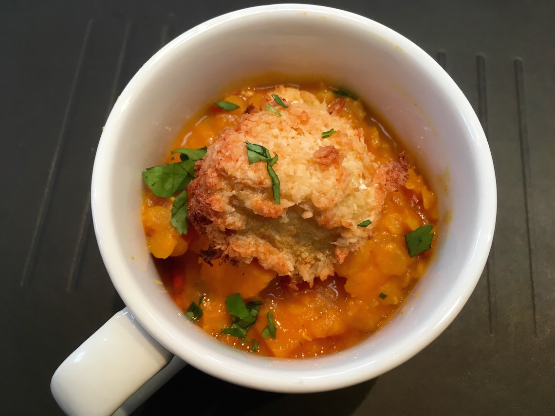 Red lentils with coconut cauliflower on the vegetarian cookery course