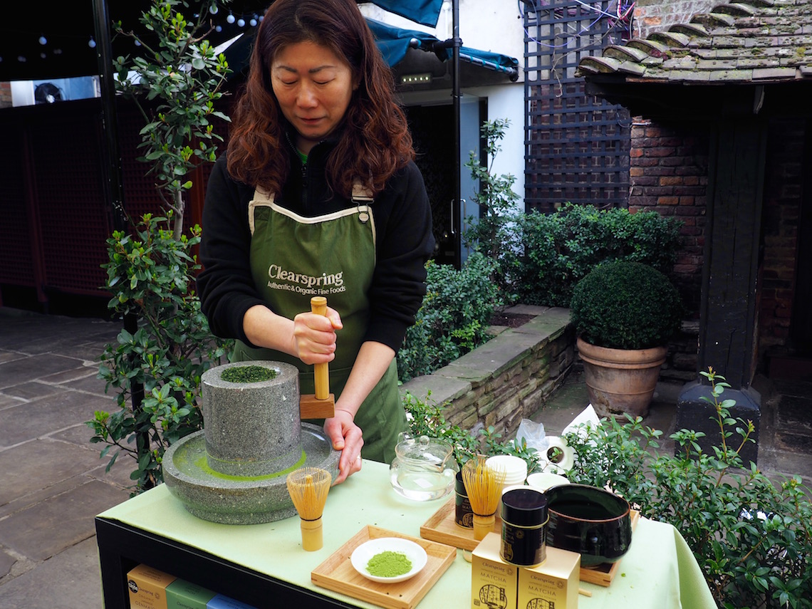 Grinding Matcha tea on National Tea Day