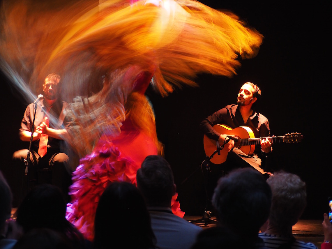 Swirling flamenco dancer