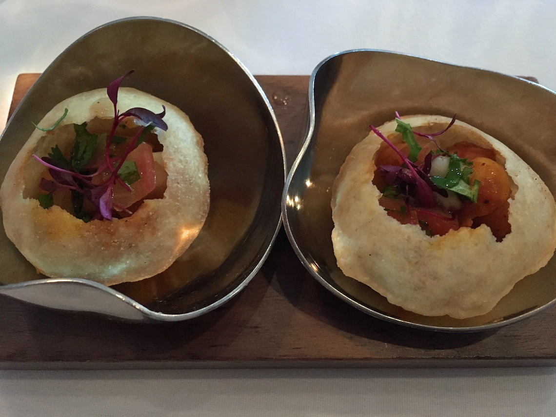 Pani puri, an Indian street food snack