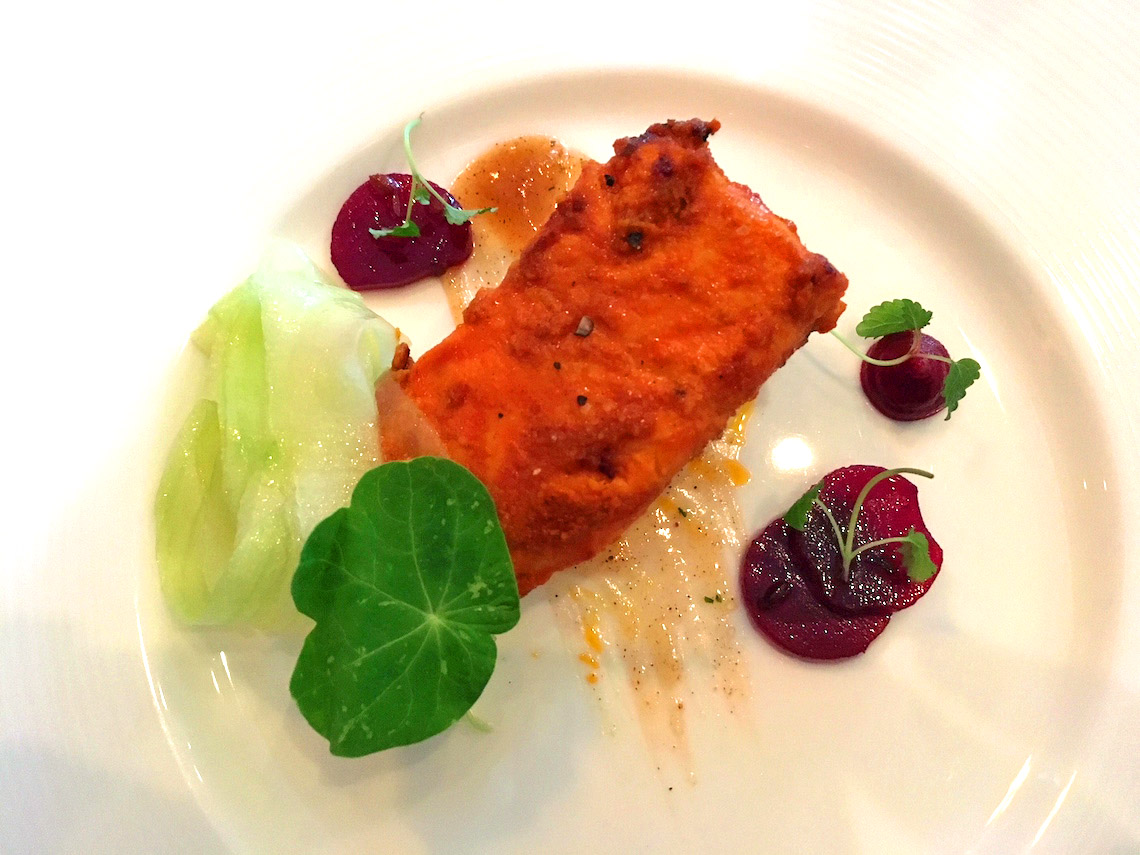 Tandoor-baked salmon, Indian fine dining