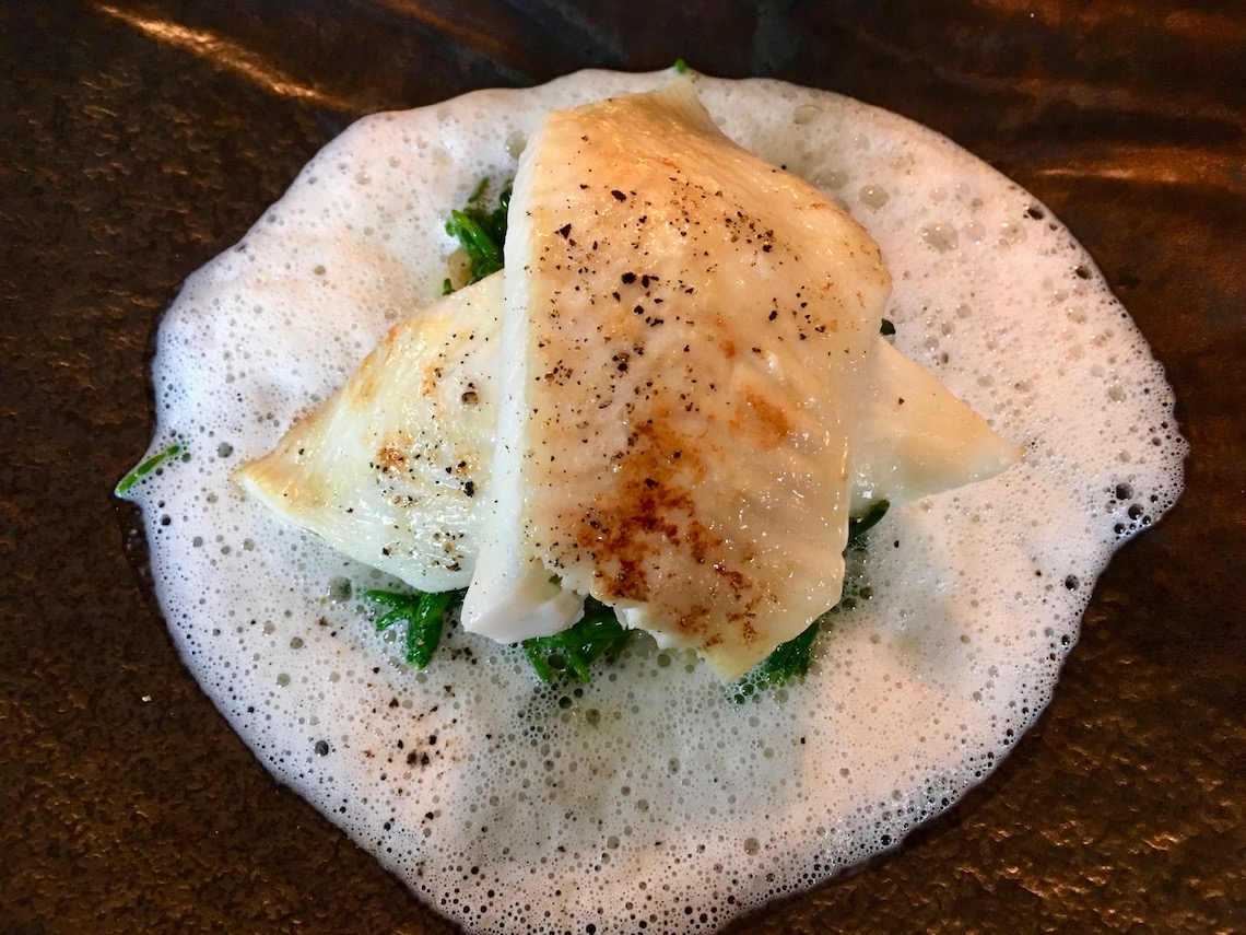 Plaice with mussel veloute for lunch at Tudor Farmhouse