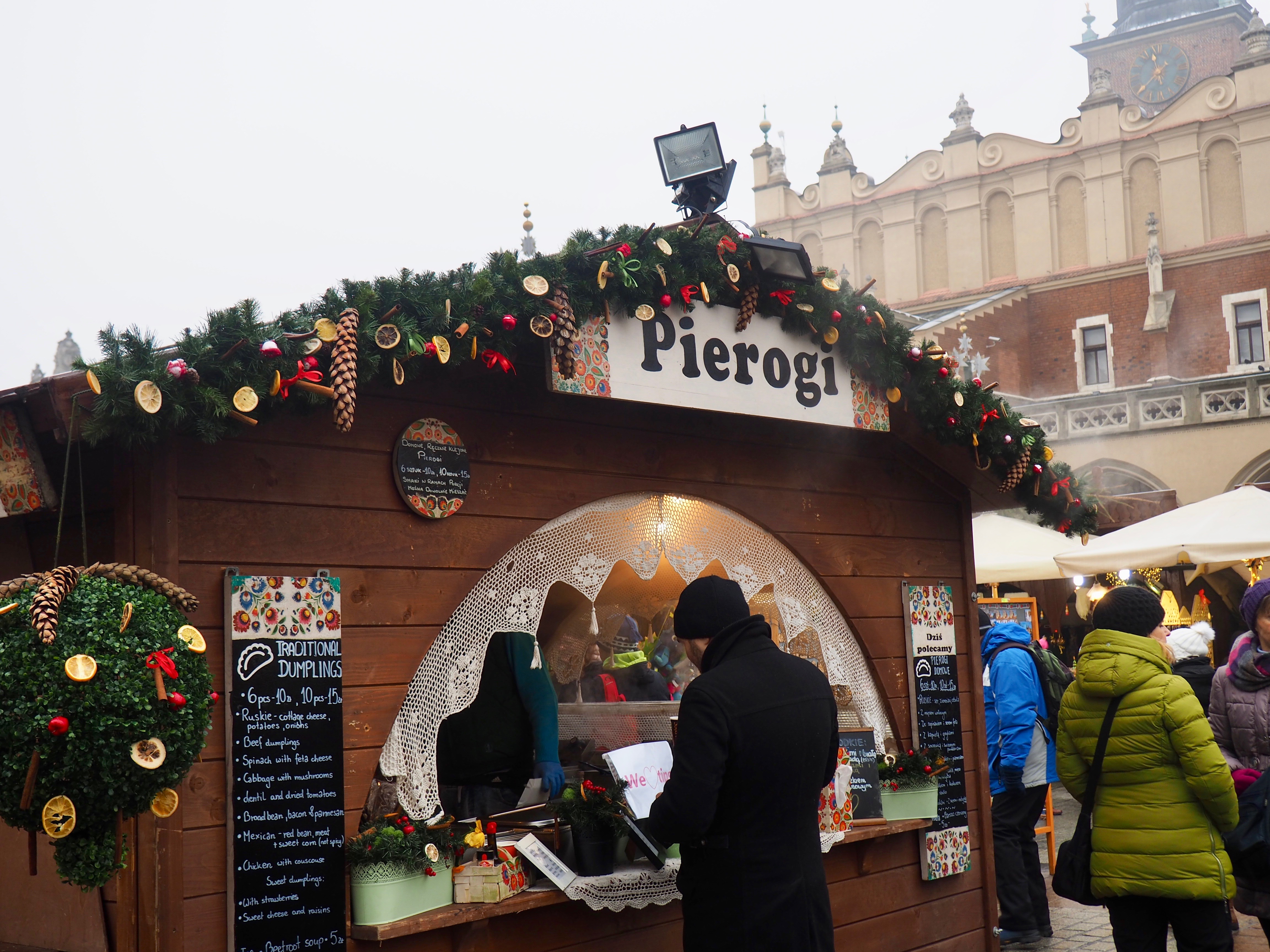 Pierogi stall at Krakow Christmas Market