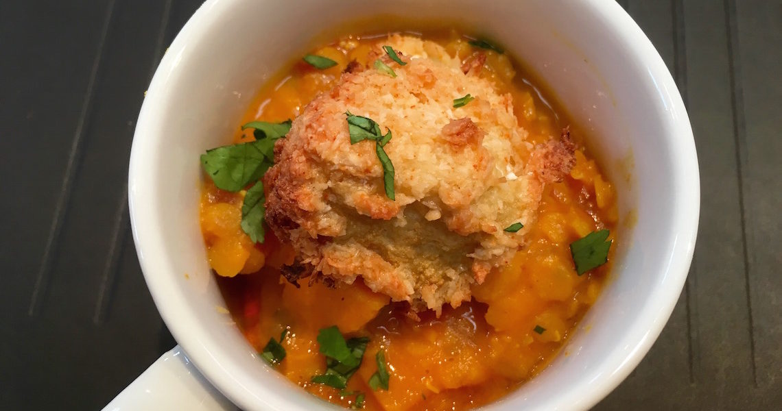 Red lentils with coconut cauliflower on the vegetarian cookery course