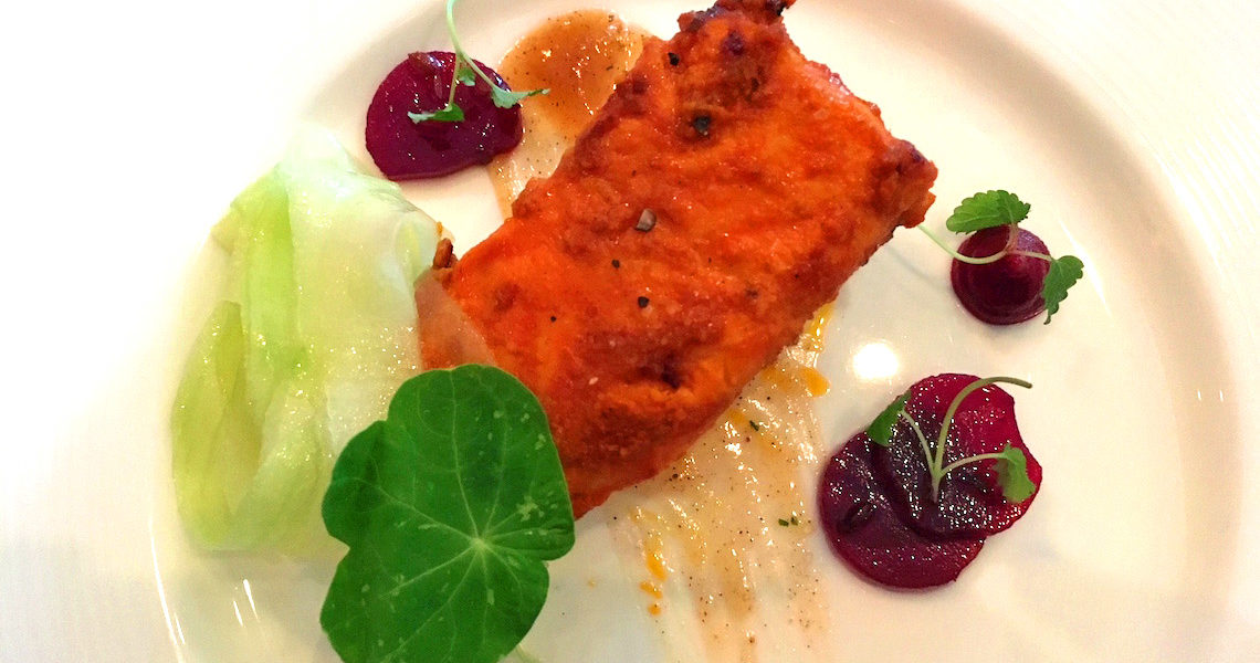 Tandoor-baked salmon, Indian fine dining